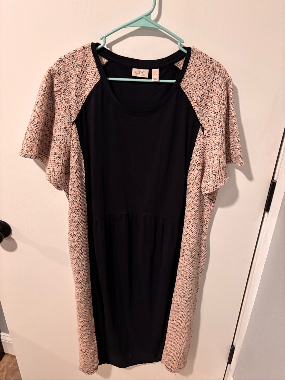 Logo Black and Cream Tweed Panel Dress